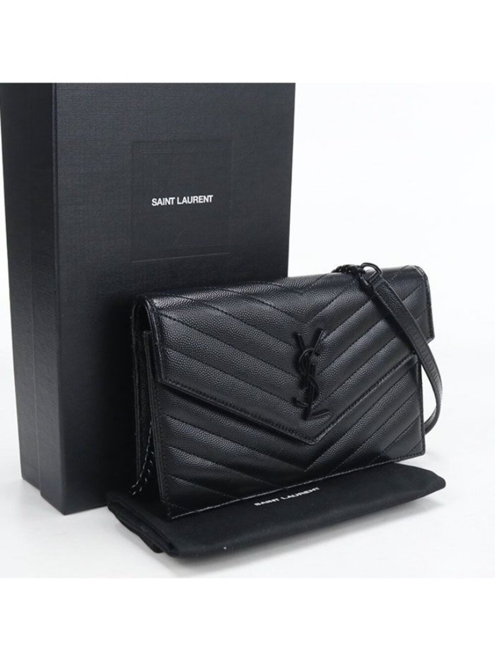 Saint Laurent Cassandra Envelope Chain Wallet Leather Shoulder Bag